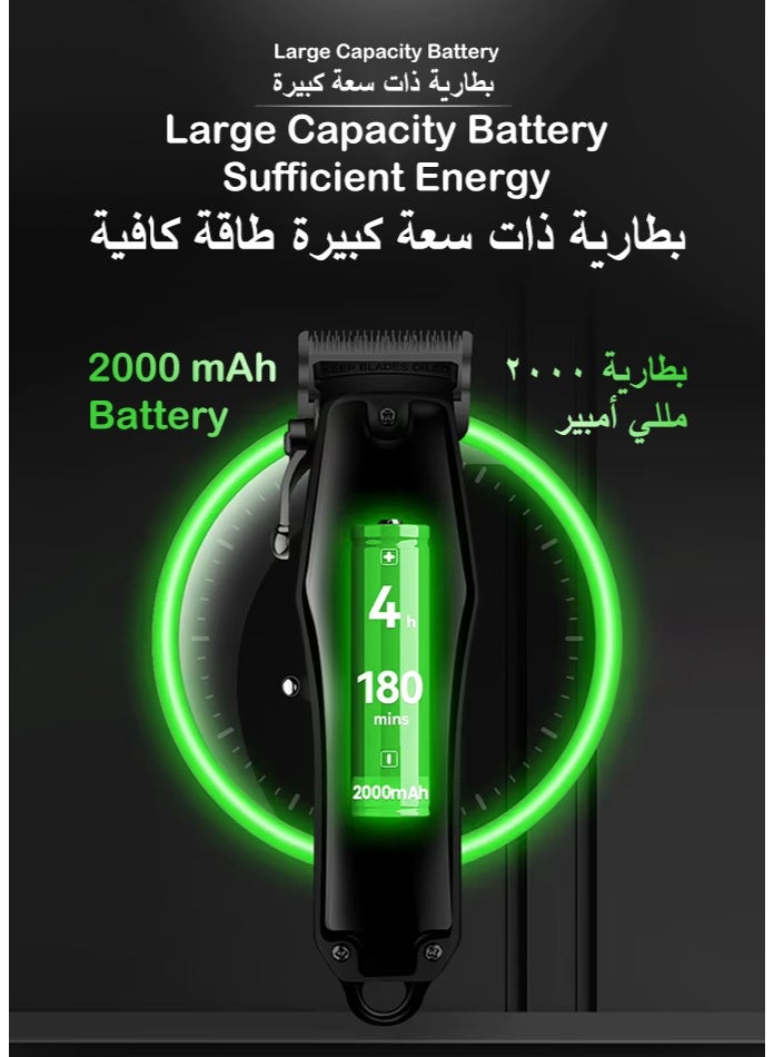 MDSERTOP TOP63 Professional Cordless Hair Clipper | High-Carbon Steel Blade & LCD Display | 2000mAh Long Runtime Trimmer with Taper Lever | Home Grooming Machine - Image 4